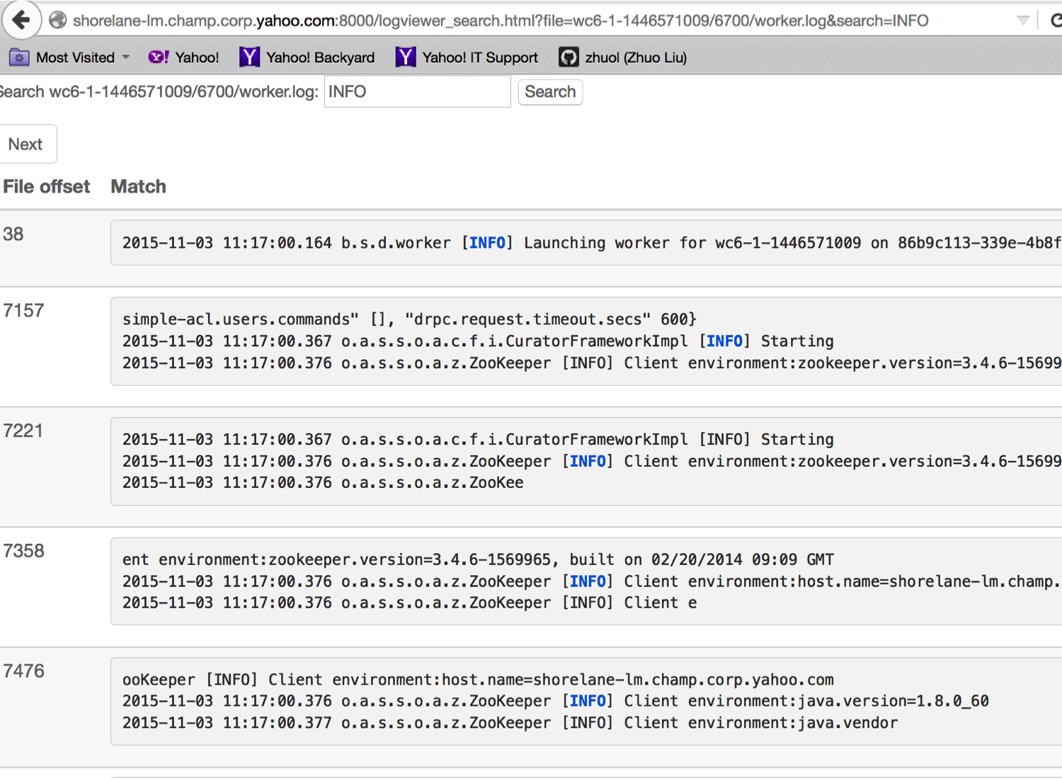 Search in a log Search in a log